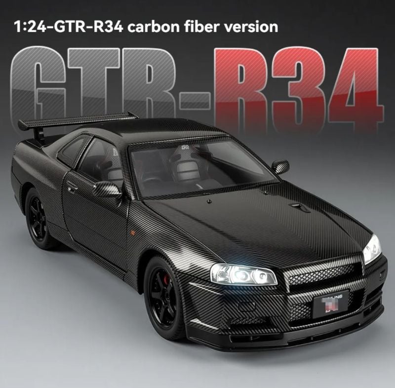 1:24 Scale Pearl Black Nissan Skyline GT-R R34 Diecast model car series (1900-413)