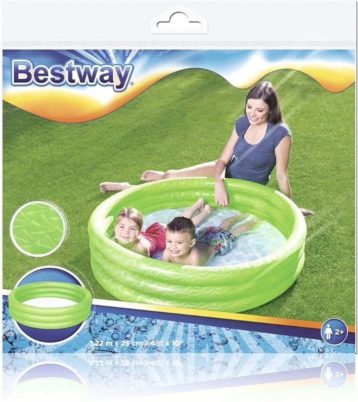 Bestway 3 Ring Inflatable cool embossing Paddling Pool For Kid's - 48 X 10 Inches 0 to 7 age swimming pool TM (51025)