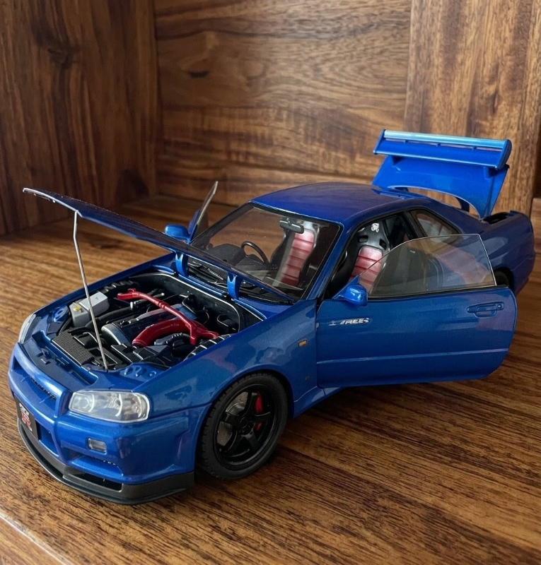 Big 1:18 Fast & Furious Car Nissan Skyline GTR R34 Famous Car In Diecast Official licence model car Blue Colour TM (1900-460)