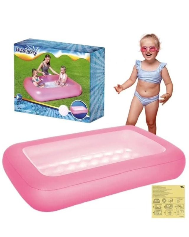 Big Comfortable Bestway Aquababes Square Inflatable Swimming Pool with repair patch 2 kids space TM (51115)