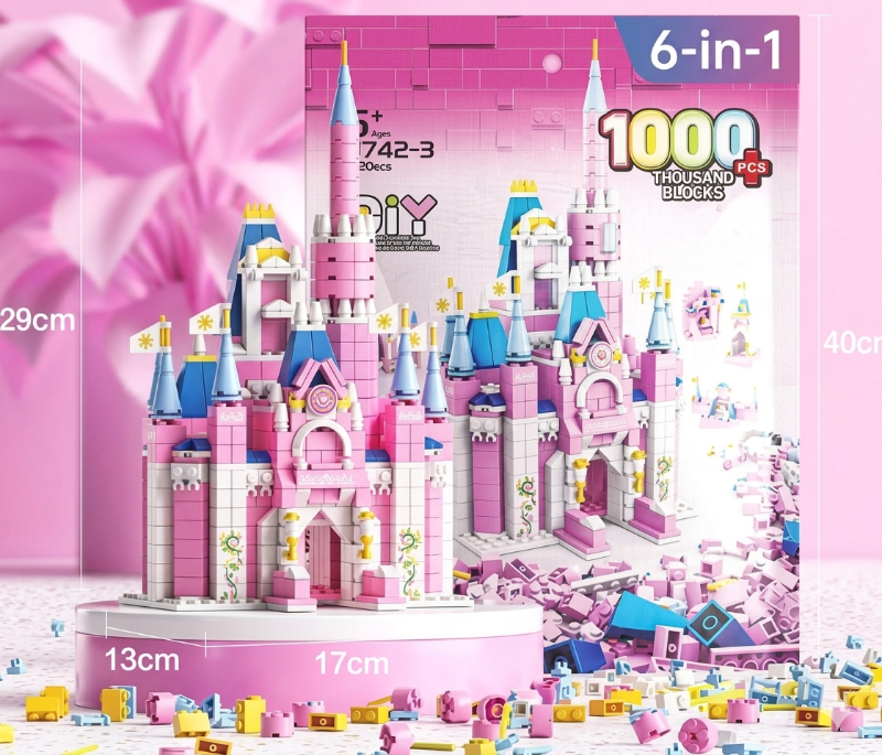 6-in-1 1000Pcs Princess Dream Castle Building Blocks Set | STEAM Kit for Kids | Educational DIY Toy for Kids (Age 6+)