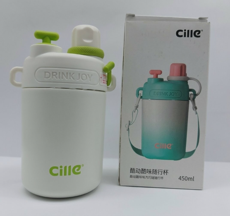 White 316 grade stainless steel water bottle Double-wall vacuum insulation Water Bottle Pastel + Straw + Strap (XB-23113)