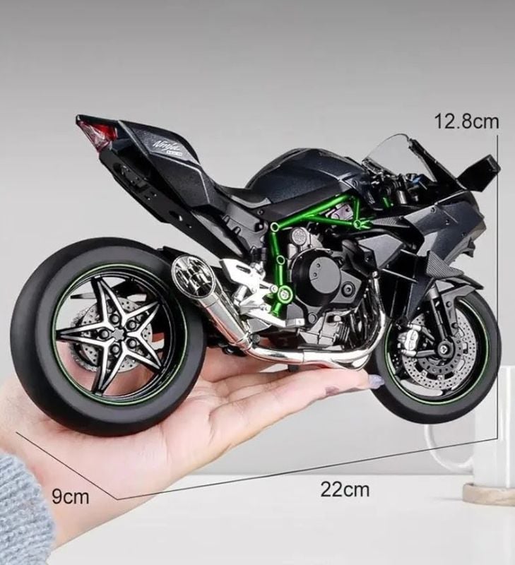 1:8 Scale Kawasaki Ninja H2R motorcycle Diecast Sound light Gift toy (M5SK8N-I)