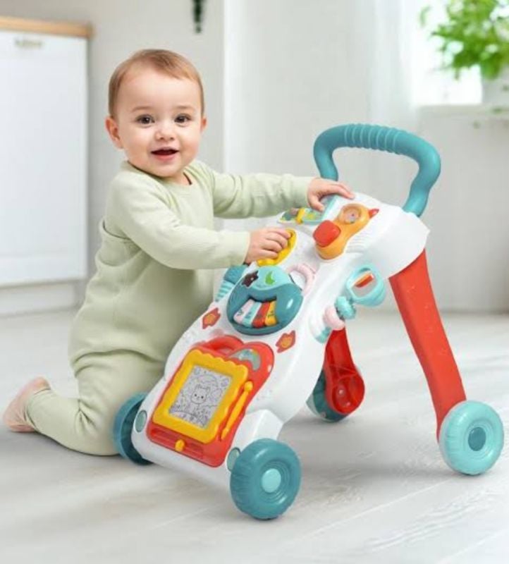 High quality HUANGER Baby Music Walker Multifunctional Children Infant Baby Learn Walk Stand Trolley Early Educational Toys (HE0819)