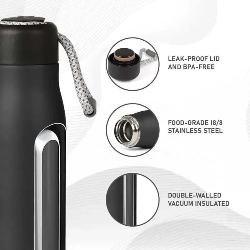Hot & Cold Vacuum Rope Water Bottle High quality 18/8  stainless steel Hot 10 hours Cold 30 Hours 550 ML (16367-10)