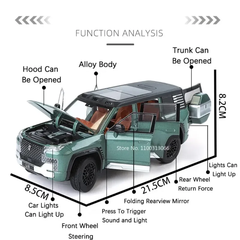Diecast 1:24 BYD Yangwang Suv Model car open doors (H24U8)
