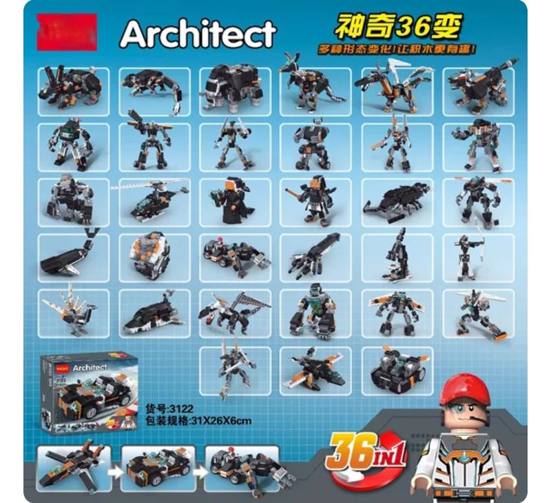 Architect Bricks block 36 models in 1 Box construction toy 256 pcs (3122)
