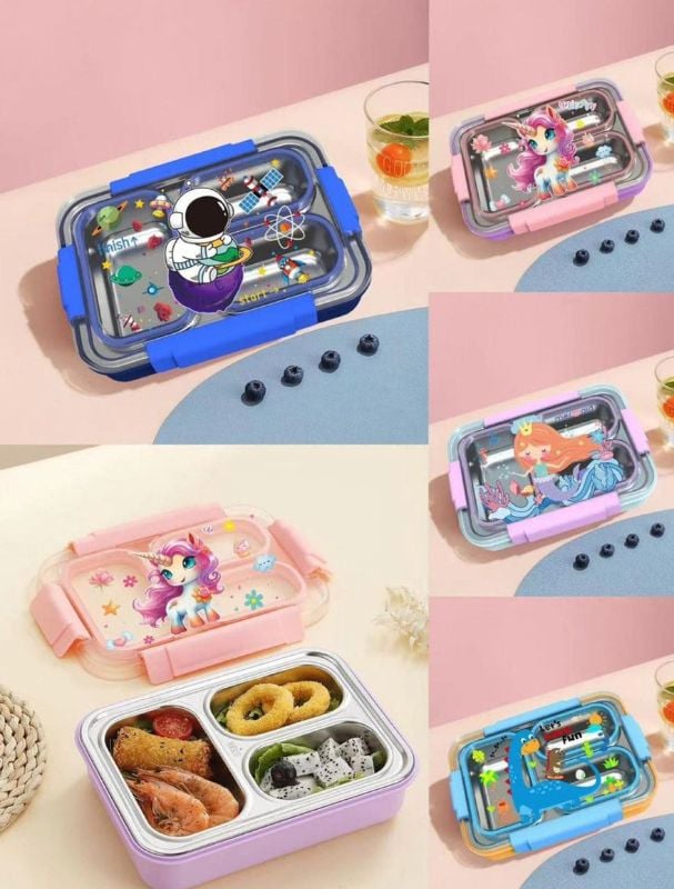 Double layer Space Theme Stainless Steel Lunch Box high quality Hot & Cold BPA free each compartment seal tight (RC1561)