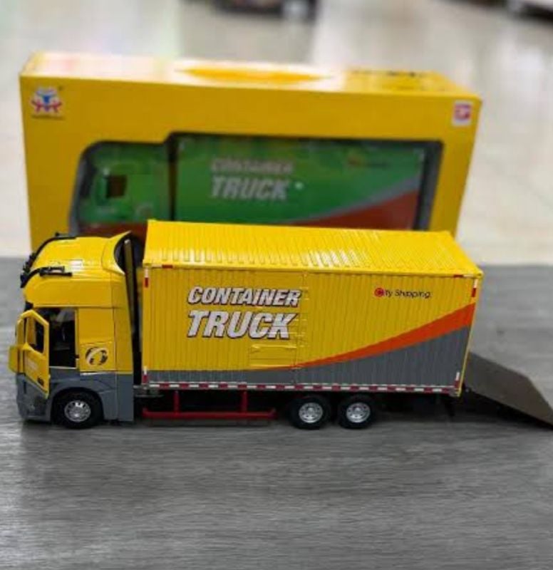 1:24 Premium Container Transport Truck Diecast Heavy Quality Metal Big Size Open Doors Sounds Light 12inches KT (53522-43)
