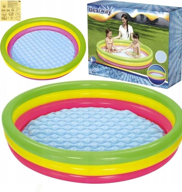 Big Soft comfortable inflatable vinyl floor Bestway Summer Pool 3Ring 2 kids space TM(51103)