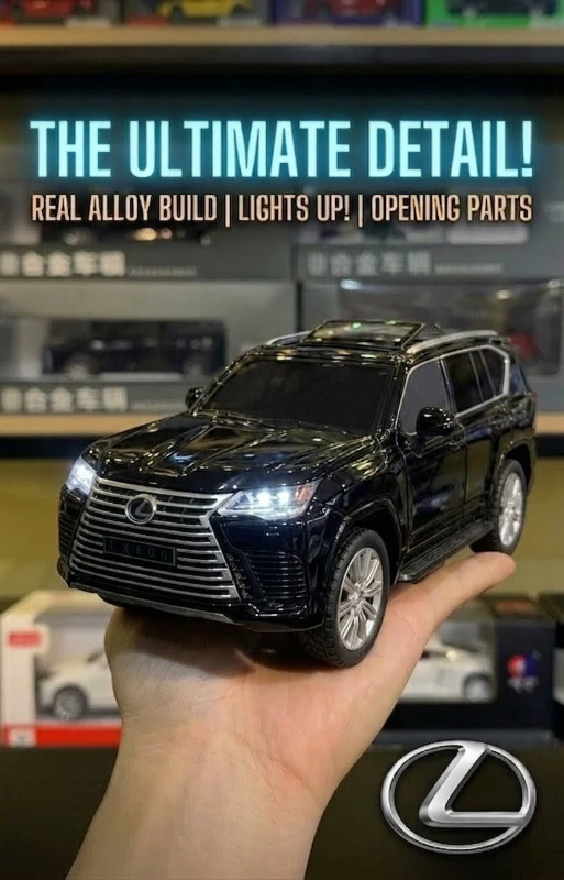 1:24 Toyota Lexus LX600 SUV Black Diecast model toy car in Black mirror openable doors KT(M345-1)
