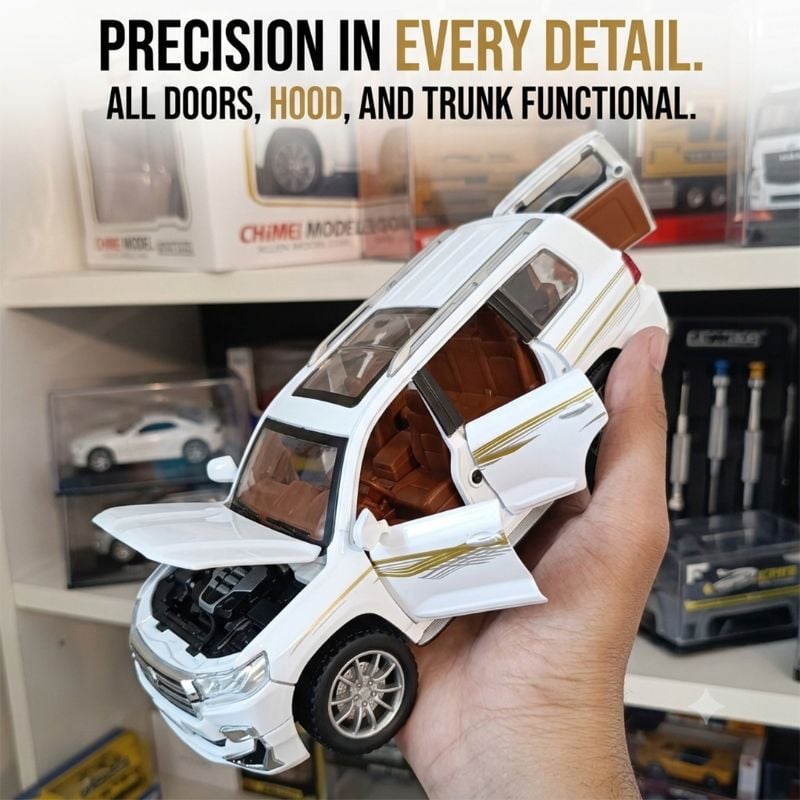 1:24 Scale Toyota Land Cruiser Diecast model car turning wheels suspension openable all sides (CZ123A)