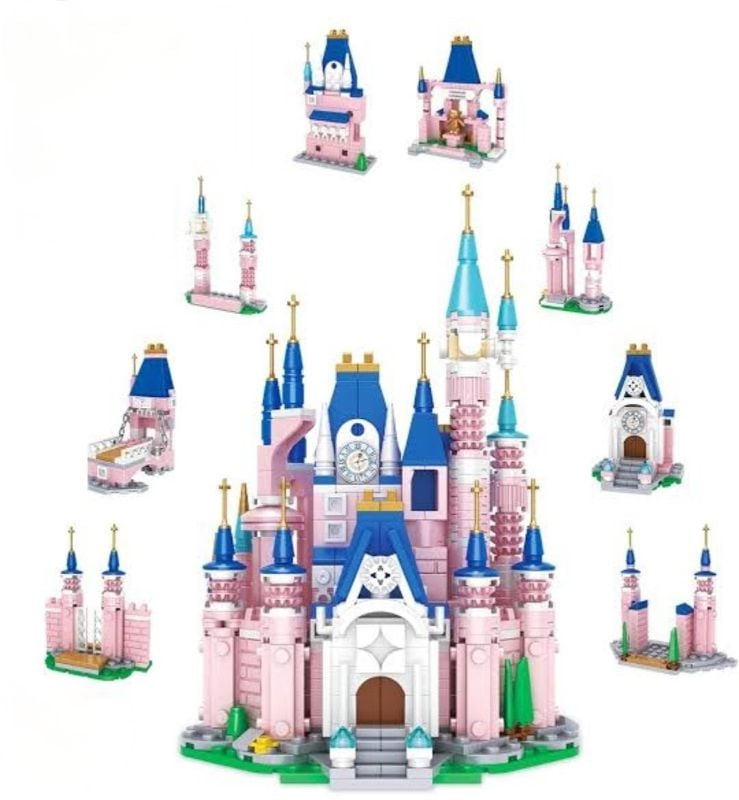 Castle building block Castle Princess theme with a pink and blue color scheme (32047)