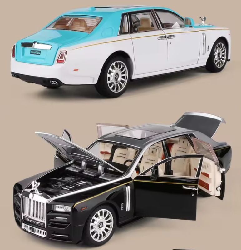 1:22 Rolls Royce Phantom Luxury die-cast alloy model car and toy vehicles, metal model car collection, simulation sound and light, gift for children TM