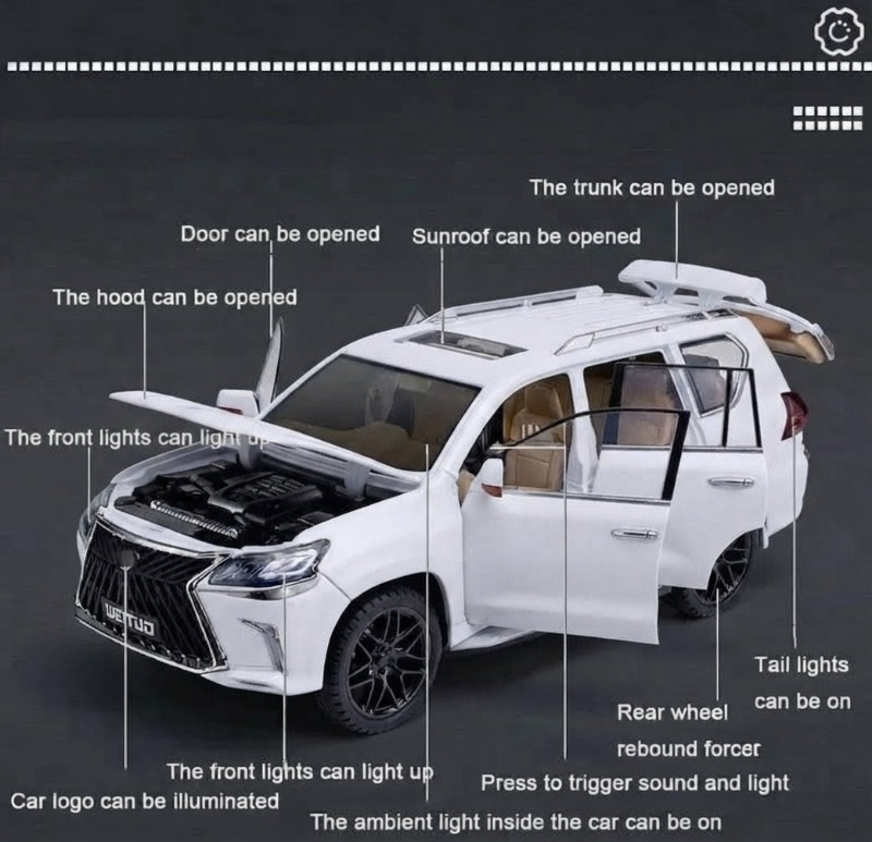 Big Lexus 570 1:18 scale diecast model car high real details heavy weight Collector lover car White TM (SR-1807)