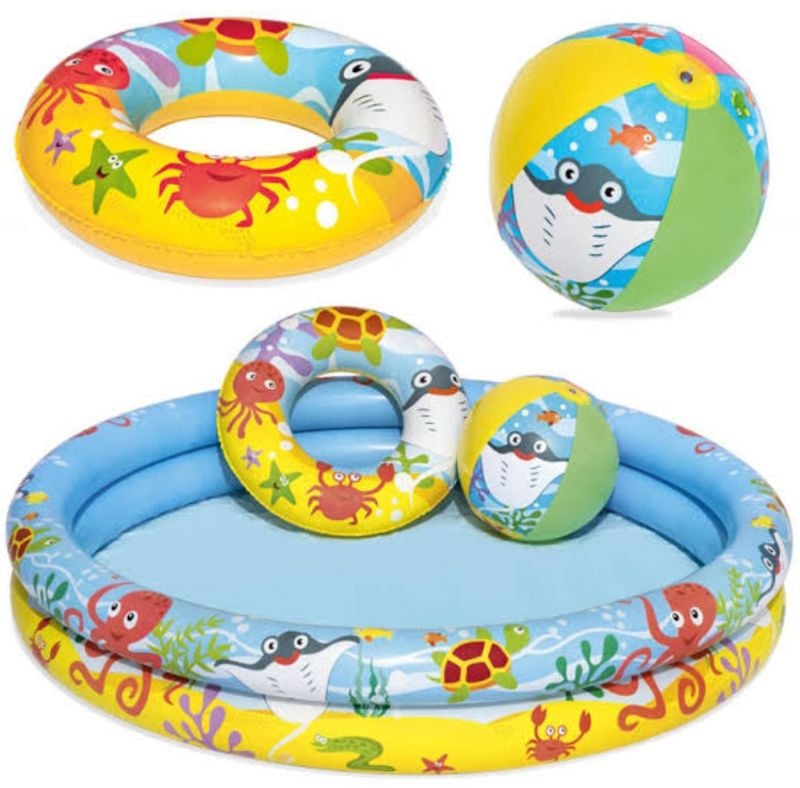 3in1 Double Ring Pool Bestway Play Pool Set With Ring Ball 48" x 8 TM(51124)