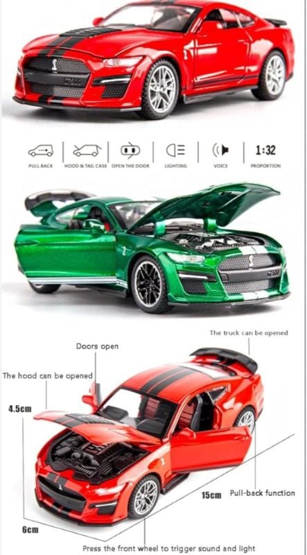 1:32 Ford Mustang Shelby GT500 Sports Car Official licence car openable all sides sound light TM