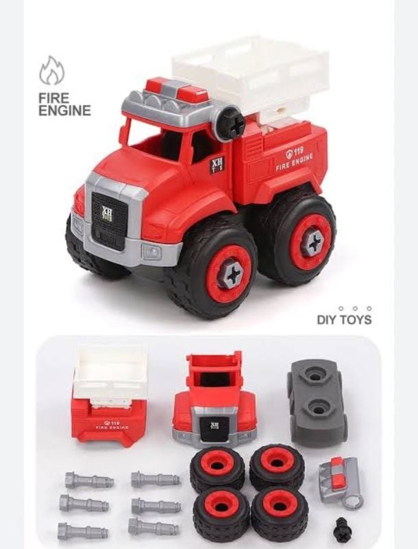 DIY Fire Fighting Truck Screw Vehicles toys high quality (290B-3)