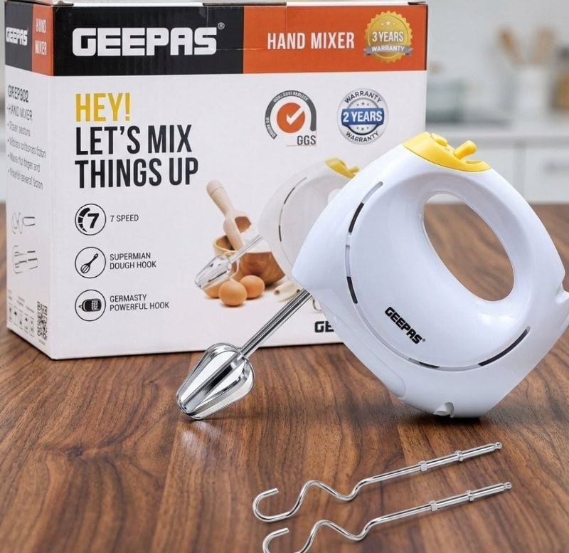 Original Geepas Hand mixer Electric Imported 150W 7speed 2xBeater 2x dough