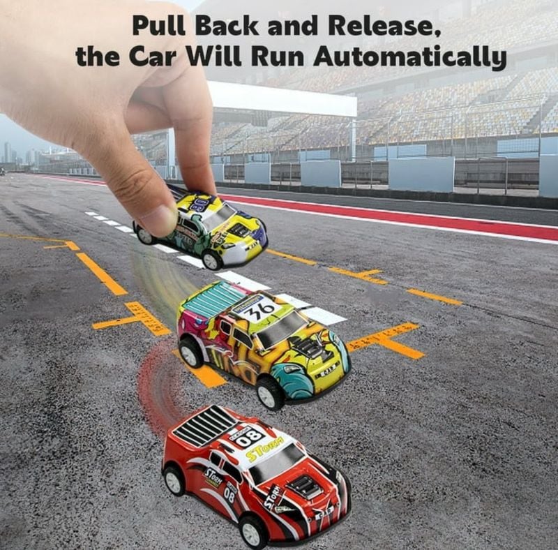 Racing 12 Car Alloy Metal body pull back Gift set for children (898-29B)
