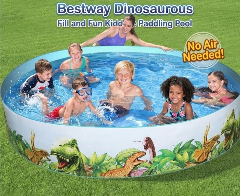Bestway Dinosaurous Fill 'N Fun Kiddie Paddling Pool, 1.83 m x 38 cm TM(55022)