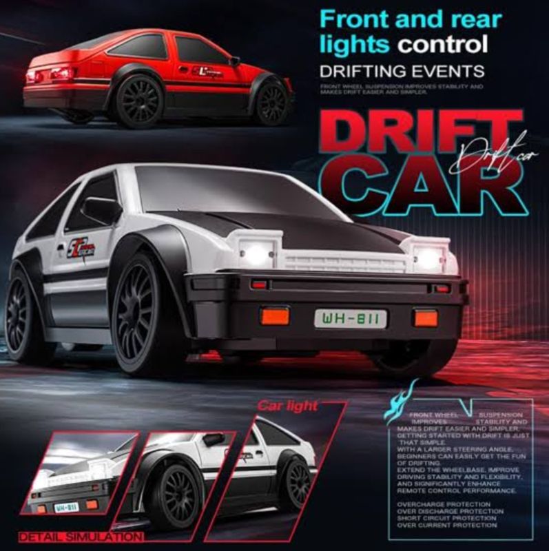 Fastest Toyota AE86 Drift Rc Car 1:24 Scale Real 4WD 2.4G Remote sound light with extra tire KT (D93219)