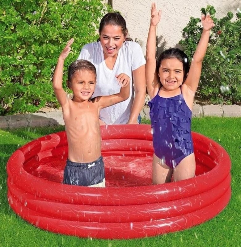 Bestway 3 Ring Inflatable cool embossing Paddling Pool For Kid's - 48 X 10 Inches 2 kids space 0 to 7 age swimming pool TM (51025)