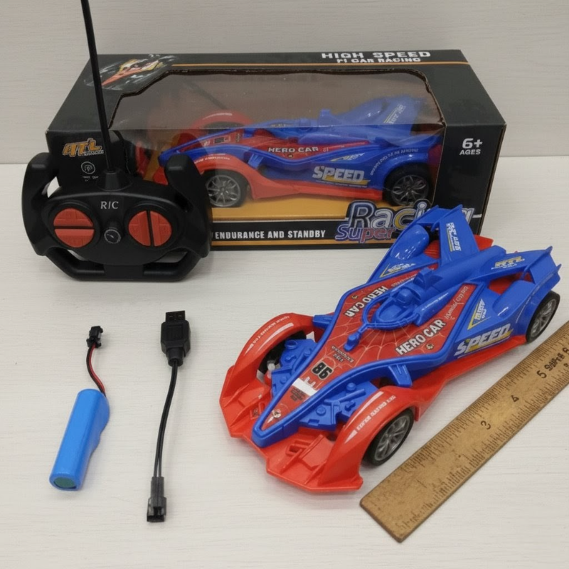 RC Super Hero Spidy Racing F1 Car rechargeable with steering remote control (3966E-2)