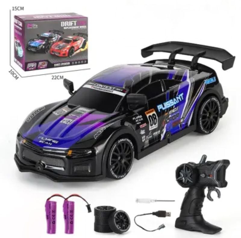 1:24 Fast Drifting RC Car 2.4Ghz remote control car with extra tire sound light (DH666-89C)