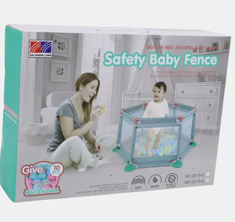 Toddler Safety Baby Fence With 10 Pcs Ocean Ball hexagonal playpen Play and Fun with secure KT(2019-5)