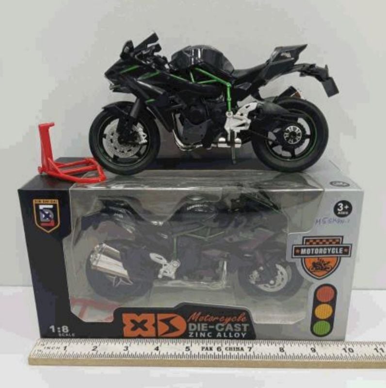 1:8 Scale Kawasaki Ninja H2R motorcycle Diecast Sound light Gift toy (M5SK8N-I)