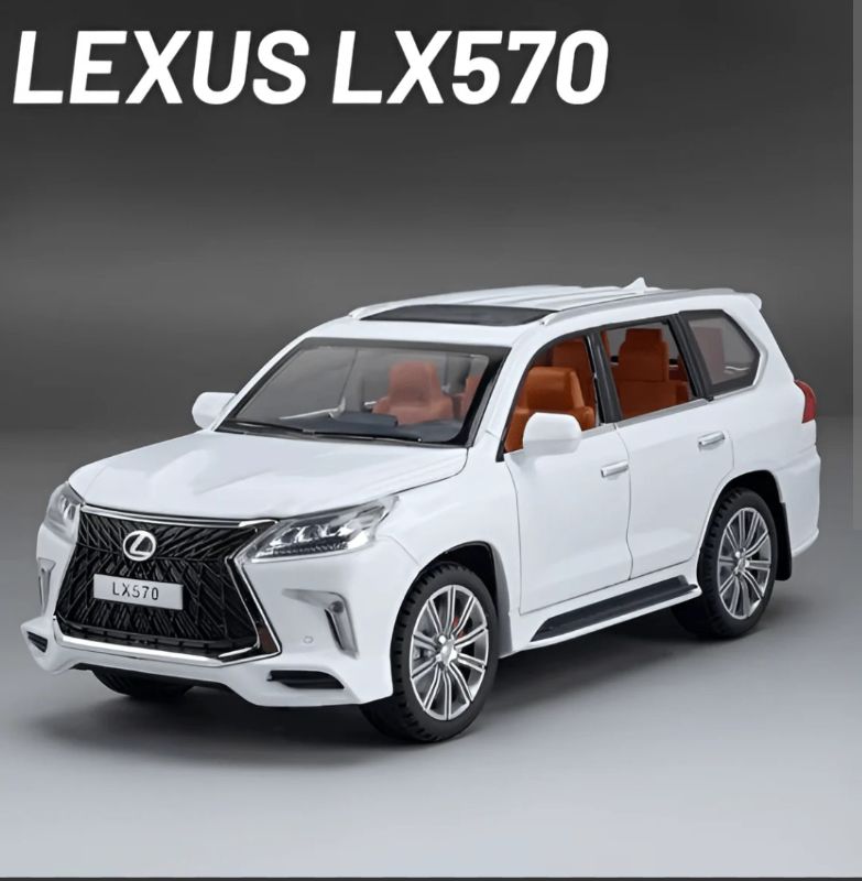 1:24 scale Toyota Lexus 570 diecast model car packaged in box open doors sound light real details collector car model TM