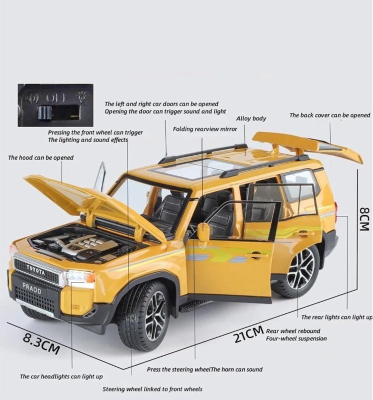 1:24 Toyota Land Cruiser Prado 2025 Diecast toy model car sound light (1900-480)