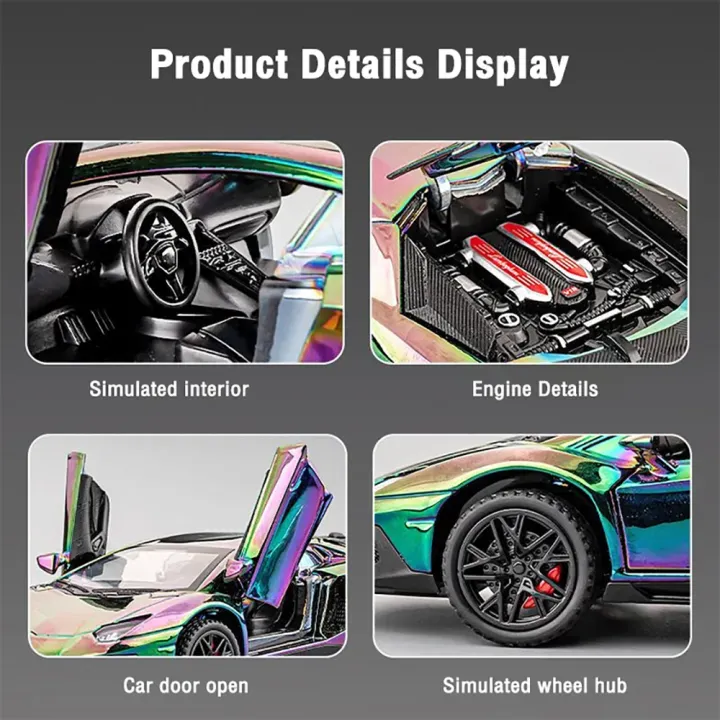 1:32 Gold Lamborghini Aventador diecast model car with base (DC32501)