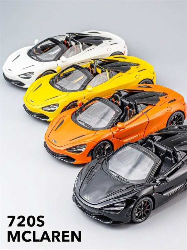 1:24 Scale Diecast McLaren 720s Alloy Car Model, Lights Up, Sounds, Open all sides, foldable mirror TM (CZ153AD)