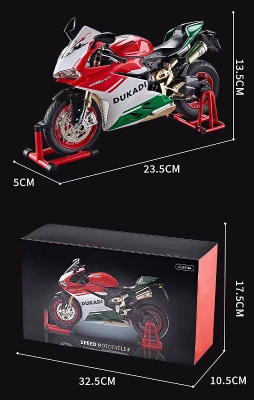 Key Start 1:9 1199 Panigale Alloy Racing Motorcycle Model Diecast with sound light spray feature (8678B)