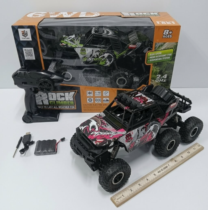 2.4GRC Car Rock Crawler Truck 6WD 1:10 Large Scale Remote Control Car Off Road Climbing Vehicle Toy With Spray Device Super Powerful Monster Truck, All Terrains Remote Control Car For Kids Adults KT(QX3688-32)