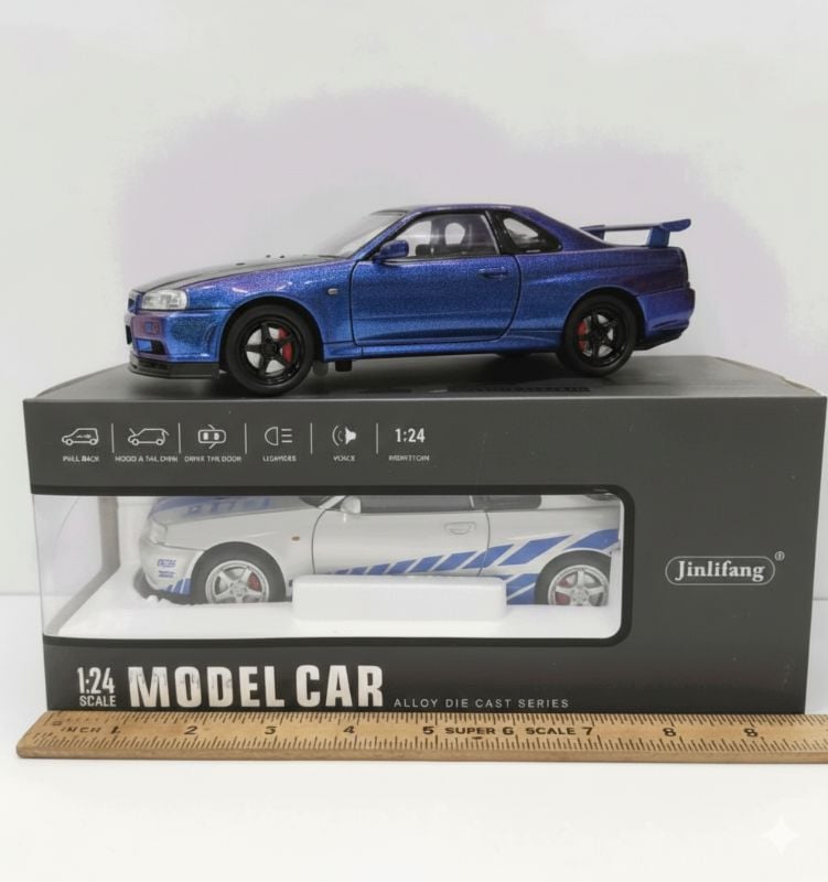 Jinlifang 1:24 scale Nissan Skyline R34 Diecast model car gift toy for children (1901-410)