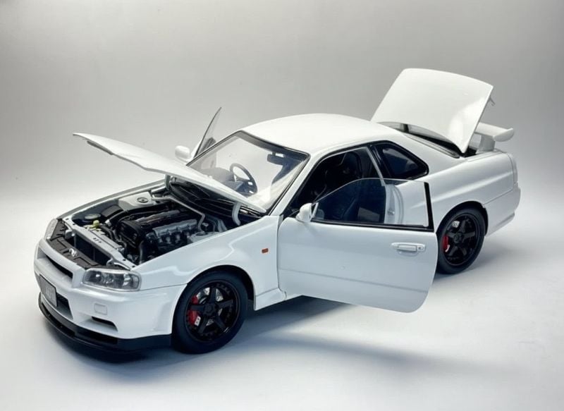 1:24 Nissan Skyline Ares GTR R34 Diecast Open Doors sound light toy car (1900-410)