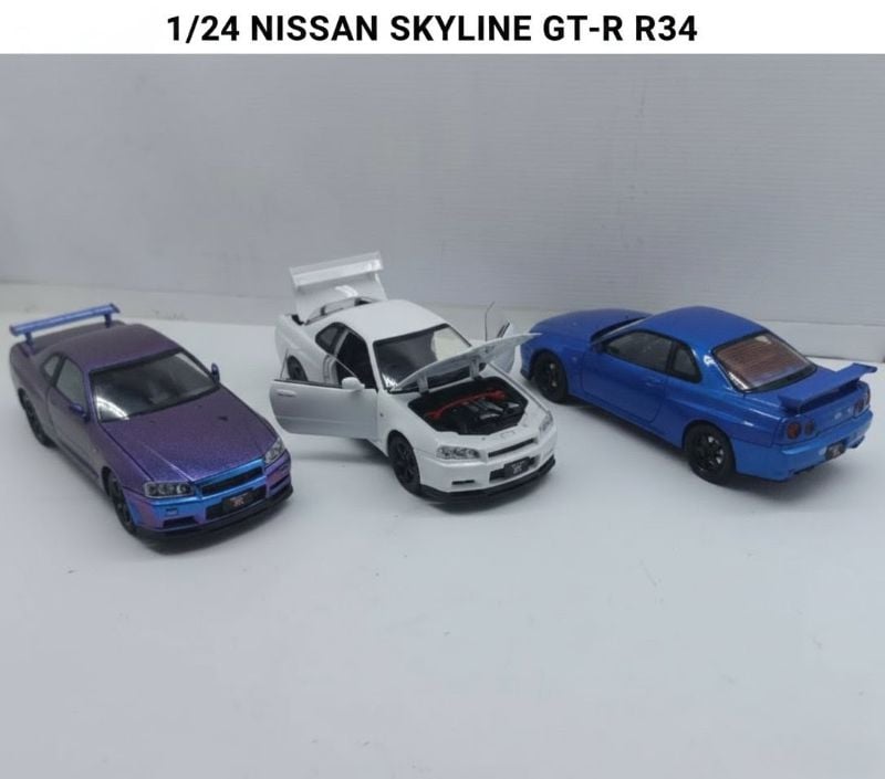 1:24 Nissan Skyline Ares GTR R34 Diecast Open Doors sound light toy car (1900-410)