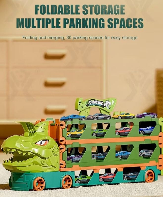 Dinosaur Catapult Storage Long Truck Racing playset with car (F198-2)
