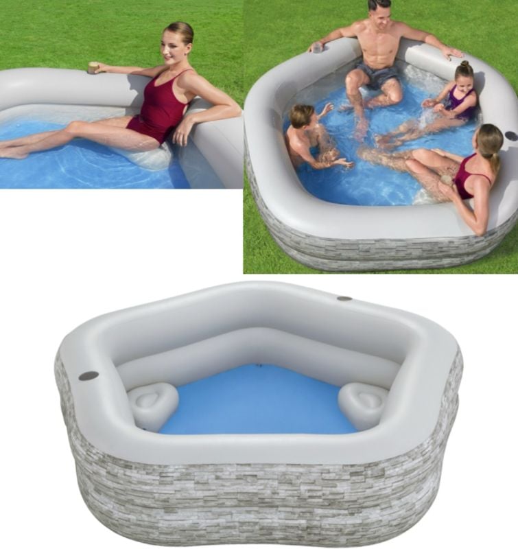 Big Family Bestway TruPrint Stone Inflatable Family Swimming Pool For Kids and Adult TM (54423)