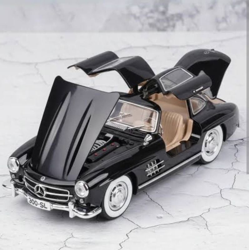 1:24 Vintage Toy Car 300 SL Classic Toy Cars for Kids Diecast Metal Car Light Sound Pullback Openable Door Cars TM