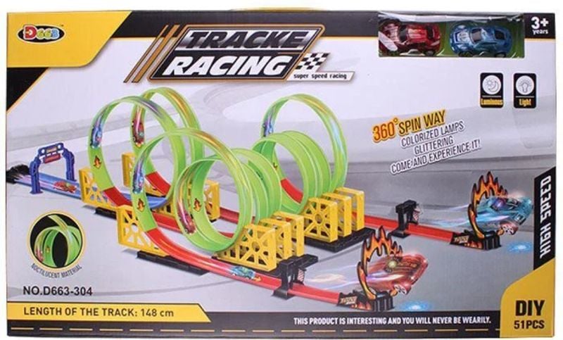 Racing DIY Luminous Car Track Set 360 Degrees Rotation Loop (D663-304)