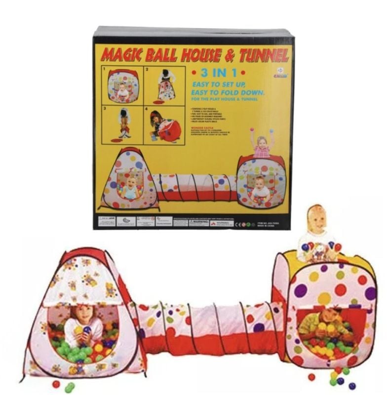 3-in-1 Kids Play Pop-up Tunnel Tent Playhouse (LF312)
