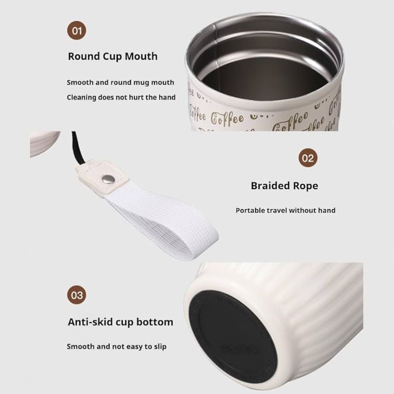 Pink Vacuum Insulated Coffee Mug Leek proof 18/8 grade stainless steel (383-10)