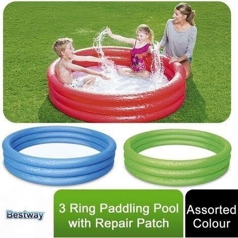 Bestway 3-Ring Inflatable Kiddie Pool Swimming pool 3 Kids space PVC bag 60x12 inches TM(51026)