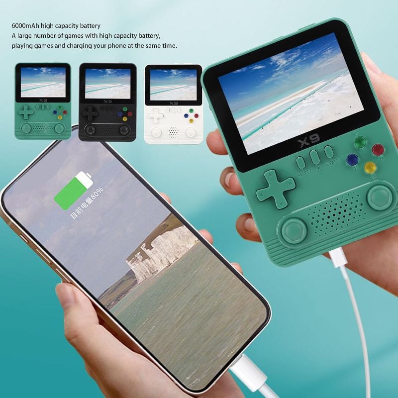 X9 Handheld Game Players with 64G Card 3.5in IPS Screen Portable Game Console Dual 3D Joystick for PSP Gift for Kids and Adults TM(X9)