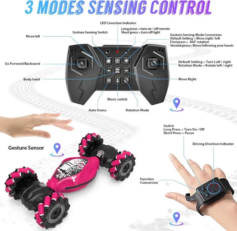 Drift 2in1 Remote & Gesture Sensing RC Stunt Car 2.4GHz 4WD