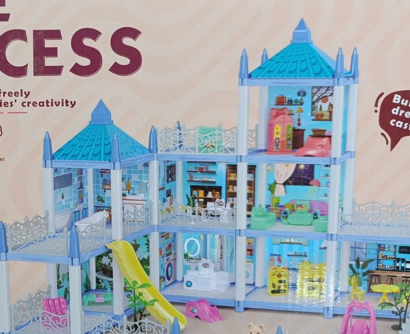 Princess House Building Blocks – 224 PCS Dream Castle Playset with Furniture, Slide & Accessories – Creative DIY Dollhouse Construction Toy for Kids Ages 3+ – Educational Imaginative Play Gift KT